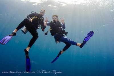 Happy divers in Richelieu Rock, Thailand