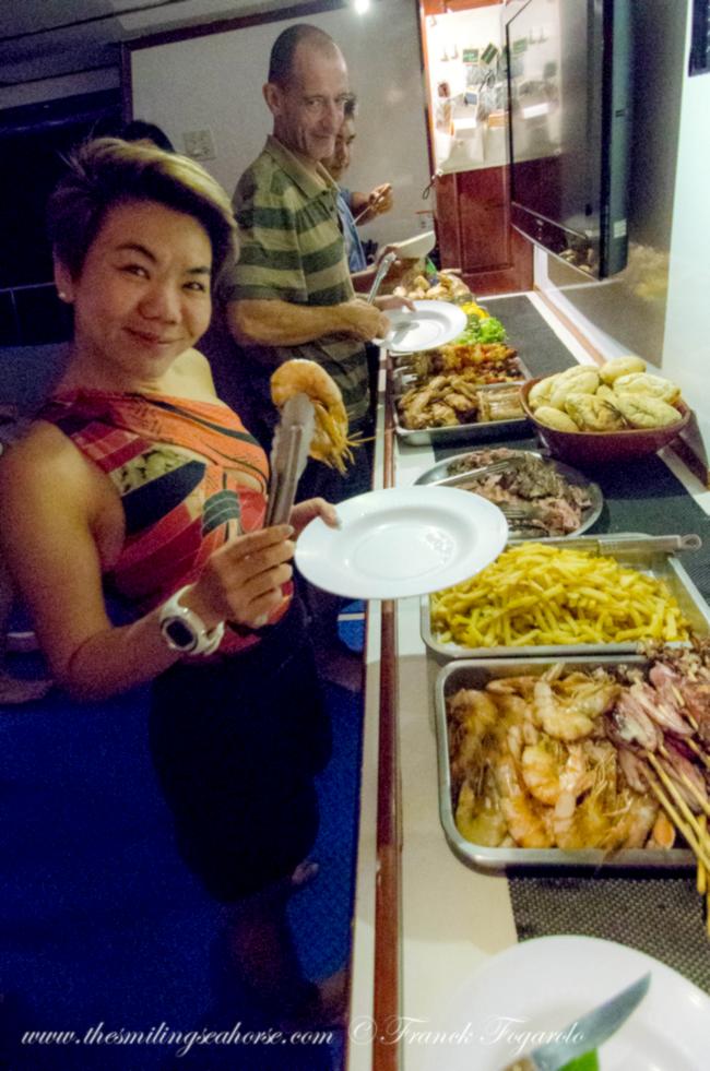 buffet dinner on MV Smiling Seahorse