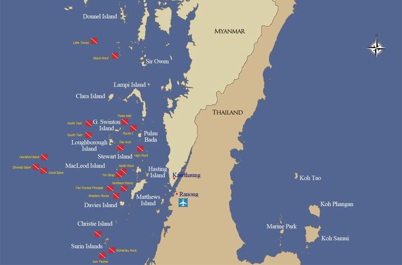Mergui Archipelago dive sites map
