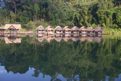 Floating bungalows in Khao Sok